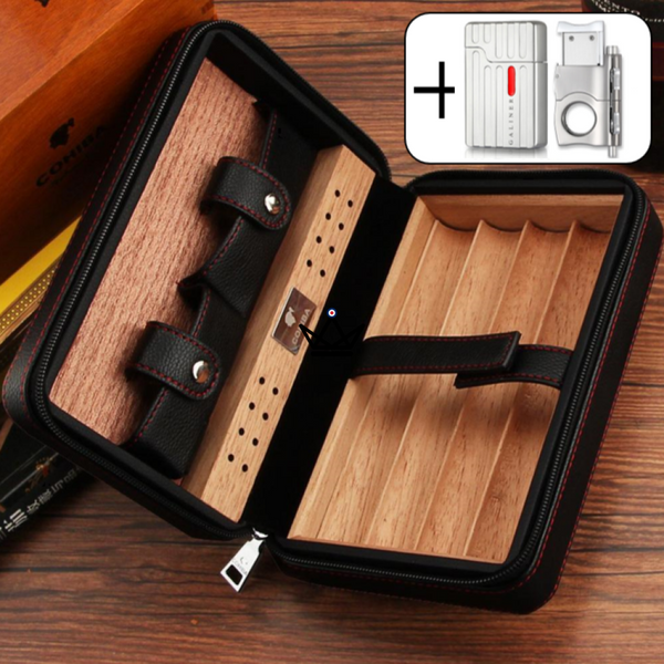 Cave à cigare de voyage en cuir - COHIBA STYLE - - Cave à cigare TOP - Cadeau, Noël, Anniversaire, Original - Atelier Atypique