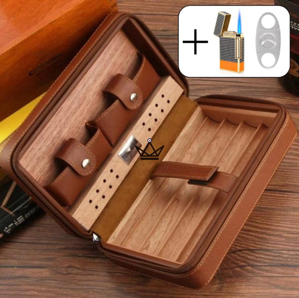 Reise-Humidor aus Leder & Zedernholz – 5 Zigarren | Prime Style