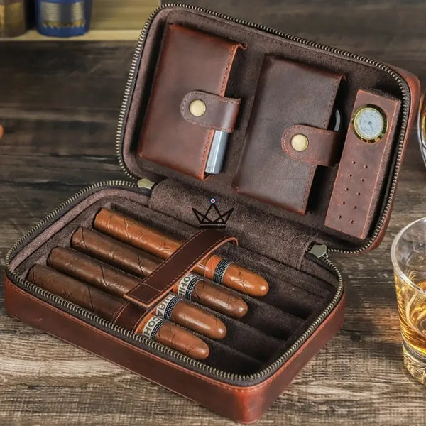 Étui à cigares en cuir personnalisable - Voyageur Signature - - etui cigare personnalisable - Cadeau, Noël, Anniversaire, Original, Fête des pères, fête des mères - Atelier Atypique