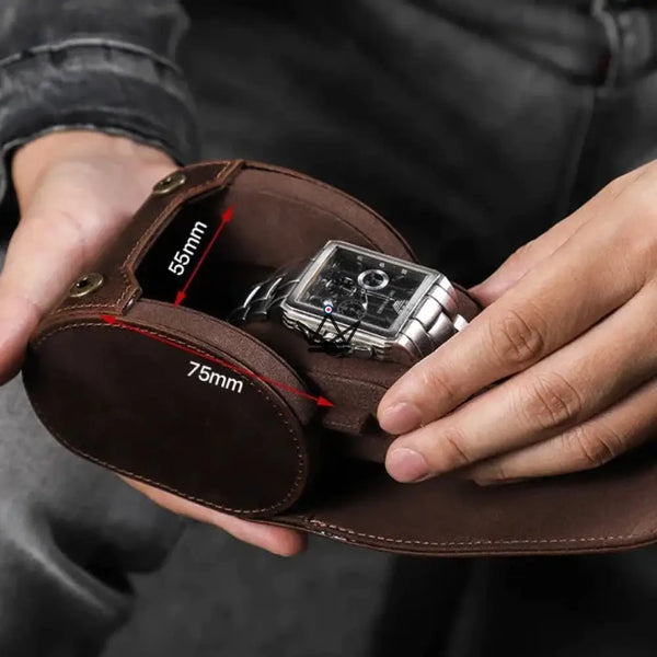 Etui de voyage pour montre automatique en cuir - TimeGuardian (personnalisable) - - etui montre personnalisable - Cadeau, Noël, Anniversaire, Original - Atelier Atypique