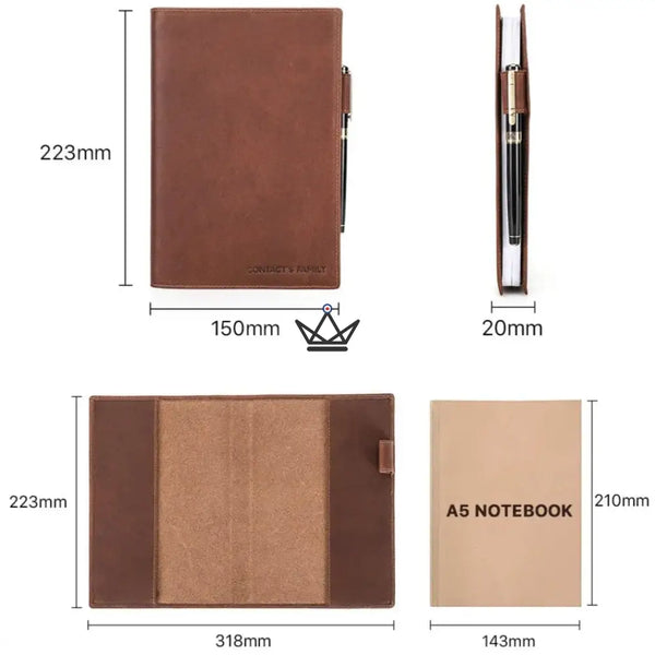 Protège Cahier en Cuir Personnalisable - Voyageur Intemporel - - cahier personnalisable - Cadeau, Noël, Anniversaire, Original, Fête des pères, fête des mères - Atelier Atypique