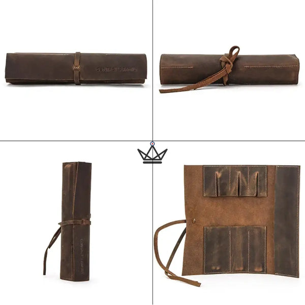 Étui en cuir pour stylos et crayons - Voyageur Roll (personnalisable) -  - etui stylo personnalisable - Cadeau, Noël, Anniversaire, Original, Fête des pères, fête des mères - Atelier Atypique