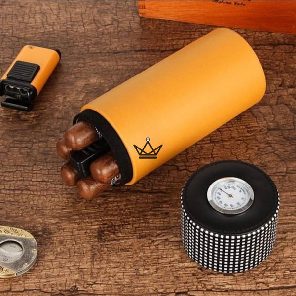 Cave à cigare Cylindre COHIBA cuir ouverte voyage