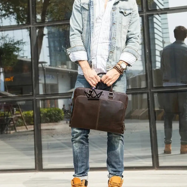 Sacoche de travail en cuir personnalisable - Galilée -  - Sacoche personnalisable - Cadeau, Noël, Anniversaire, Original - Atelier Atypique