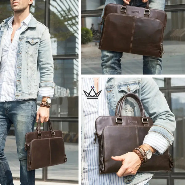 Sacoche de travail en cuir personnalisable - Galilée -  - Sacoche personnalisable - Cadeau, Noël, Anniversaire, Original - Atelier Atypique