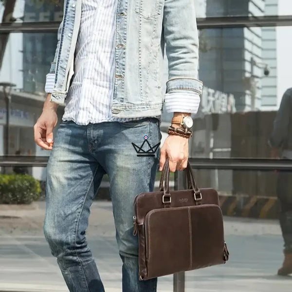 Sacoche de travail en cuir personnalisable - Galilée -  - Sacoche personnalisable - Cadeau, Noël, Anniversaire, Original - Atelier Atypique