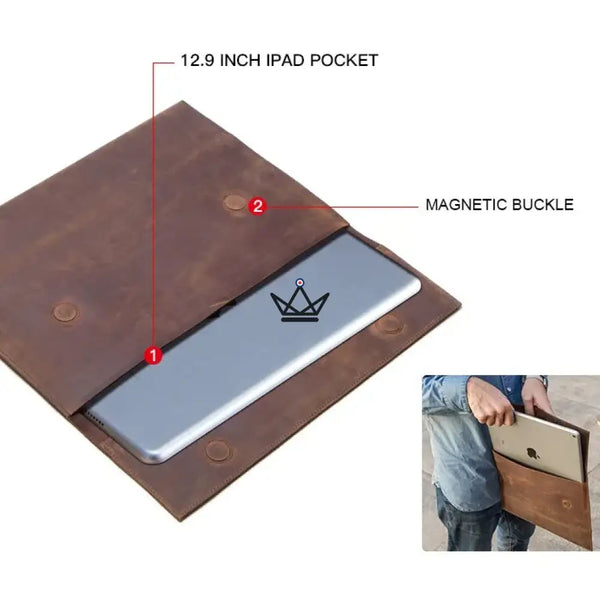 Personalisierbare iPad-Laptoptasche 13" aus Leder — Voyageur PLI – 13/13
