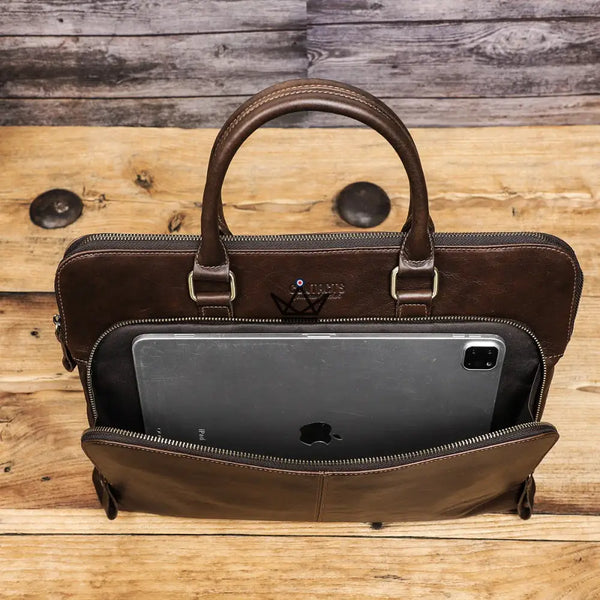 Sacoche de travail en cuir personnalisable - Galilée -  - Sacoche personnalisable - Cadeau, Noël, Anniversaire, Original - Atelier Atypique