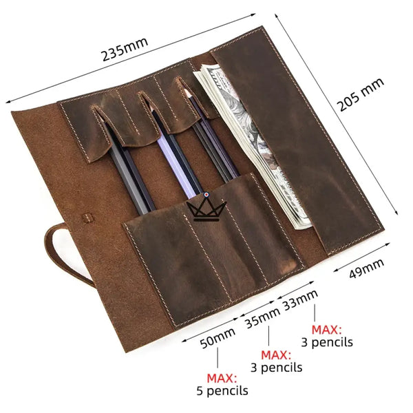 Étui en cuir pour stylos et crayons - Voyageur Roll (personnalisable) -  - etui stylo personnalisable - Cadeau, Noël, Anniversaire, Original, Fête des pères, fête des mères - Atelier Atypique