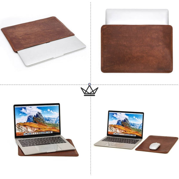 Étui en Cuir pour Ordinateur Portable personnalisable - Voyageur OS -  - housse PC personnalisable - Cadeau, Noël, Anniversaire, Original - Atelier Atypique