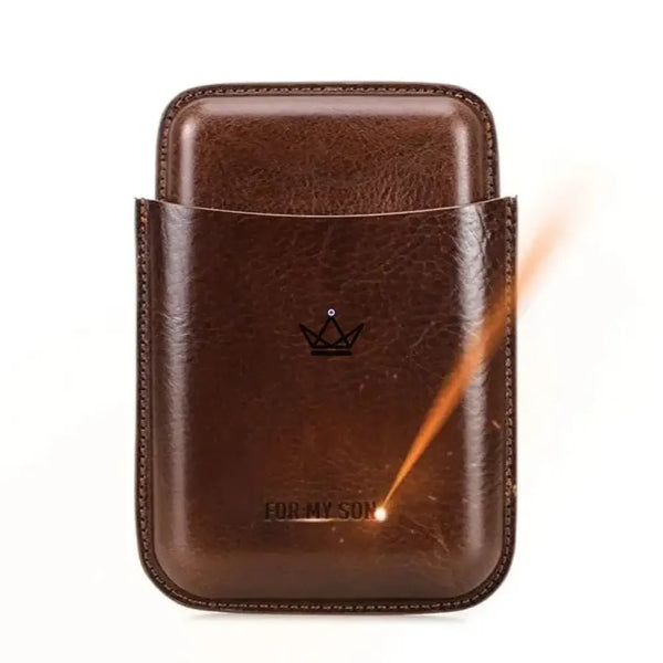 Etui 4 cigares en cuir personnalisable - Voyageur Elixir - - etui cigare personnalisable - Cadeau, Noël, Anniversaire, Original, Fête des pères, fête des mères - Atelier Atypique