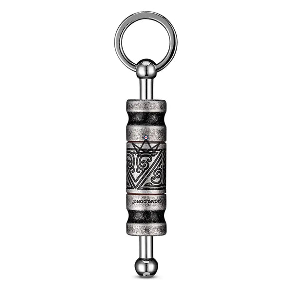 Ziselierter Schlüsselanhänger-Zigarrenbohrer mit austauschbaren Köpfen — TALISMAN, Altsilber