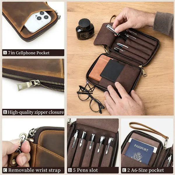 Organiseur de Poche en Cuir - Stylos & carnets personnalisable — VOYAGEUR Plume – 3/9