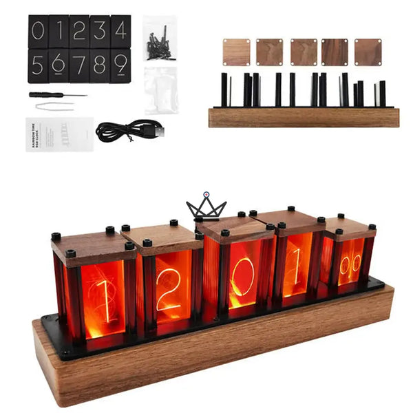 RGB-Nixie-Effekt-Uhr aus massivem Holz zum Zusammenbauen, 6 Röhren — FILAMENT – 5/9