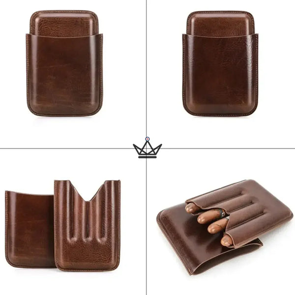 Etui 4 cigares en cuir personnalisable - Voyageur Elixir - - etui cigare personnalisable - Cadeau, Noël, Anniversaire, Original, Fête des pères, fête des mères - Atelier Atypique