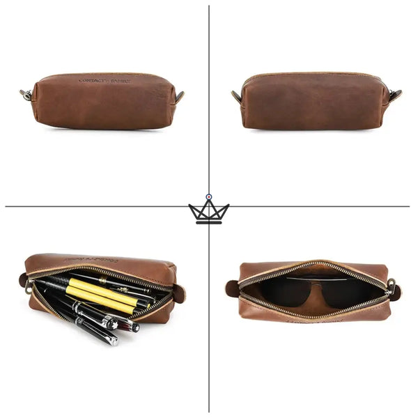 Kulturtasche aus Leder, personalisierbar – Stifte & Brillen – Voyageur Orion – 9/9