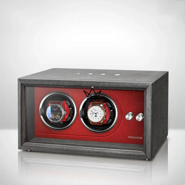 Uhrenbeweger Automatisch FULL MOON — Mondphasen, LED, Antimagnetisch, 2 oder 4 Uhren, 2 Standorte / Rot