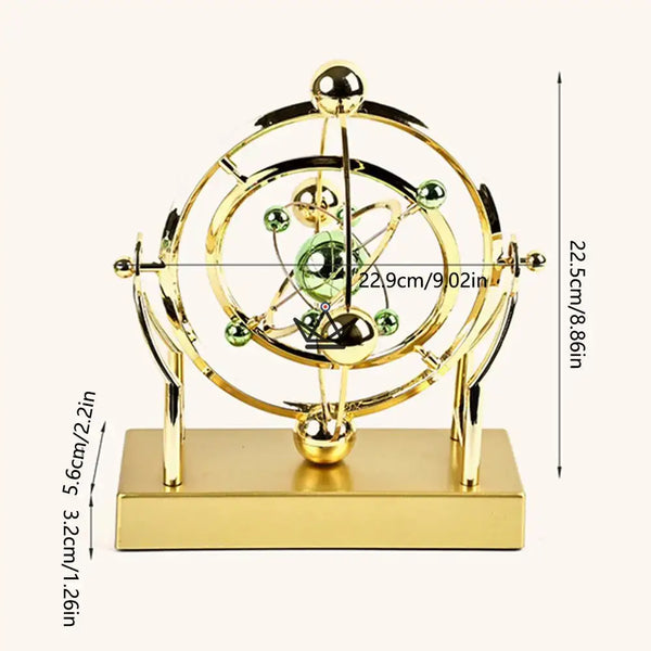 Sculpture cinétique de bureau orbite céleste dorée - ASTRALIS