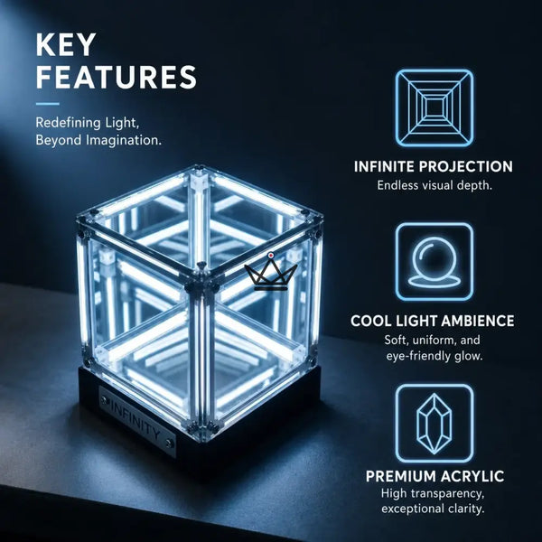 Wiederaufladbare LED-Hypercube-Lampe mit Unendlichkeitseffekt - QUANTA