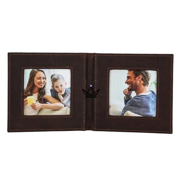Personalisierbarer, aufklappbarer Leder-Doppelbilderrahmen — Voyageur SOUVENIR, Default Title