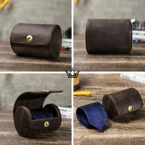 Étui à cravates en cuir personnalisable, 1 ou 2 cravates - Voyageur ASCOT