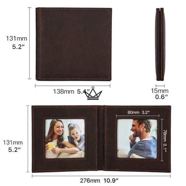 Personalisierbarer, aufklappbarer Leder-Doppelbilderrahmen — Voyageur SOUVENIR – 5/9