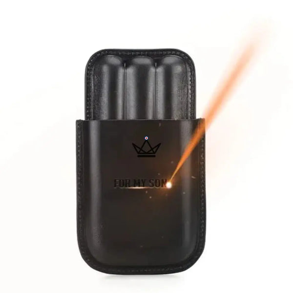 Etui 3 cigares en cuir personnalisable - Voyageur Élégance - - etui cigare personnalisable - Cadeau, Noël, Anniversaire, Original, Fête des pères, fête des mères - Atelier Atypique