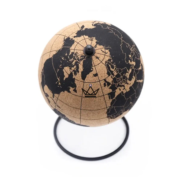 Globe terrestre en liège à punaiser sur pied métal, mappemonde 14,5 cm — PÉRIPLE – 2/9