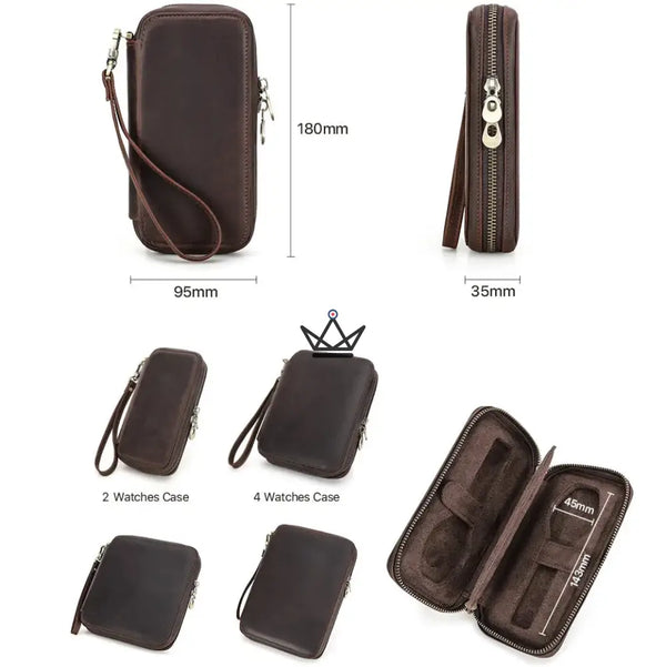 Étui Voyage Montres personnalisable – Voyageur Keeper — Cuir Pleine Fleur, 4 Tailles : 2 à 8 Montres – 14/20