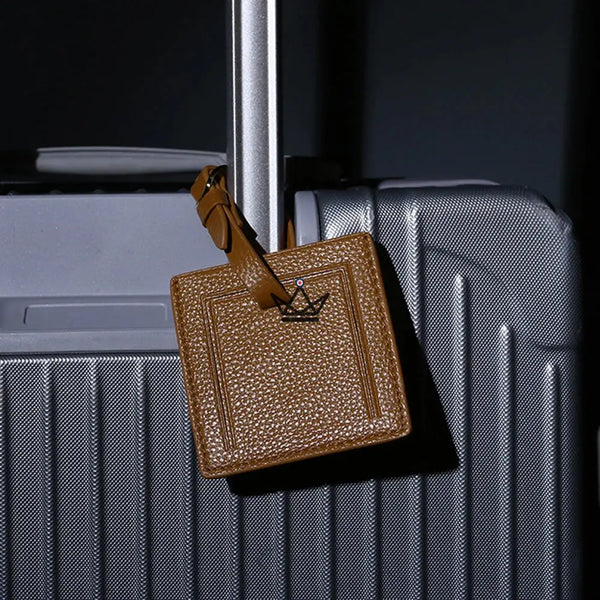 Étiquette Bagage Cuir personnalisable – Voyageur Crest