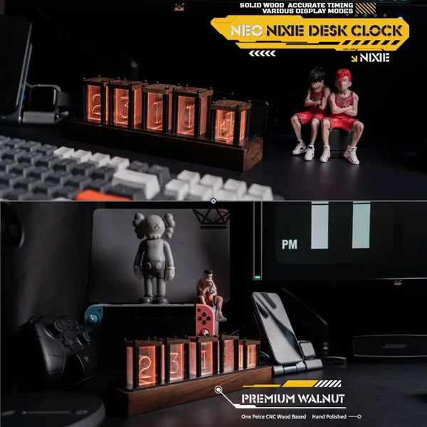 RGB-Nixie-Effekt-Uhr aus massivem Holz zum Zusammenbauen, 6 Röhren — FILAMENT – 4/9