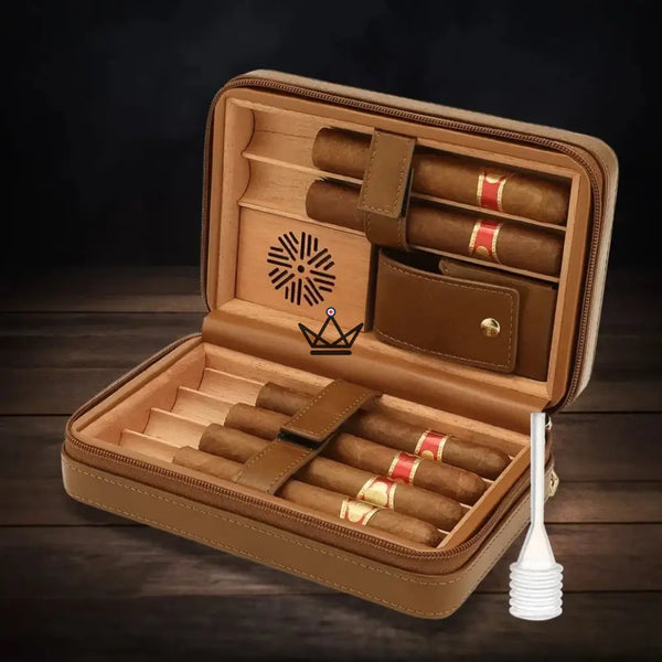 Pack Cave à cigare de voyage en cuir + Briquet - TISFA STYLE - - cave a cigare - Cadeau, Noël, Anniversaire, Original - Atelier Atypique