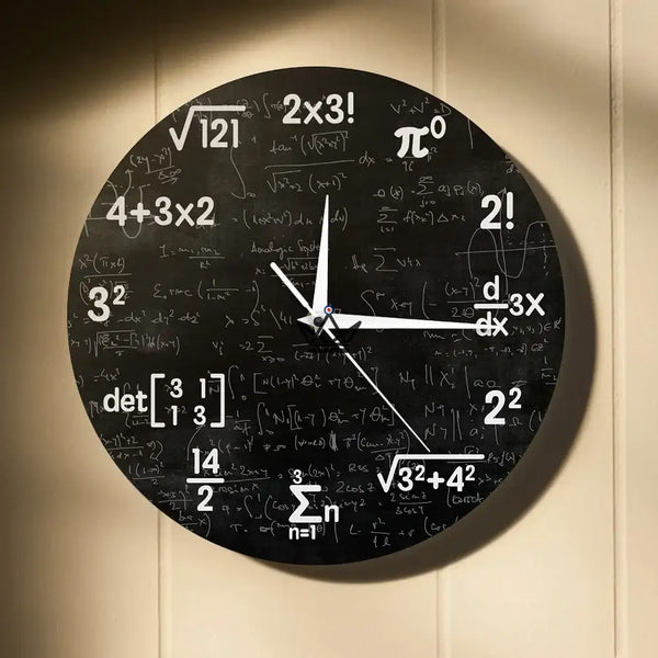 Horloge murale tableau noir équations mathématiques - THEOREMA