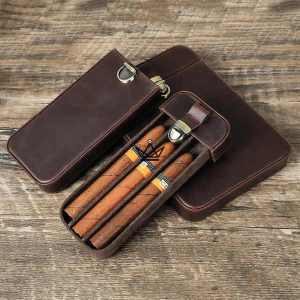 Personalisierbares Zigarrenetui aus Leder — Voyageur Slice, 3 Standorte