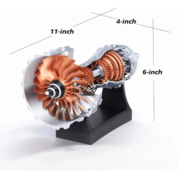 Modell eines Turbofan-Flugzeugtriebwerks im Schnitt, 3D-Bausatz - AEROS