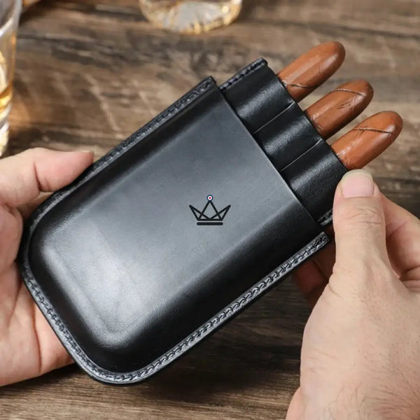 Etui 3 cigares en cuir personnalisable - Voyageur Élégance - - etui cigare personnalisable - Cadeau, Noël, Anniversaire, Original, Fête des pères, fête des mères - Atelier Atypique
