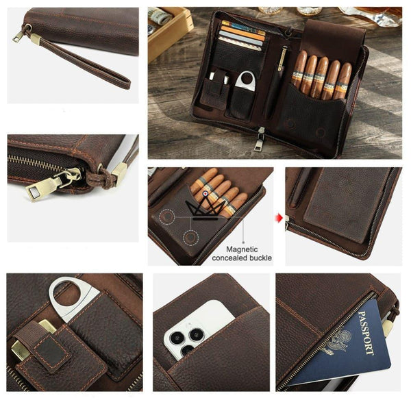 Étui à Cigares en Cuir Personnalisable - Voyageur Tempo - - etui cigare personnalisable - Cadeau, Noël, Anniversaire, Original - Atelier Atypique
