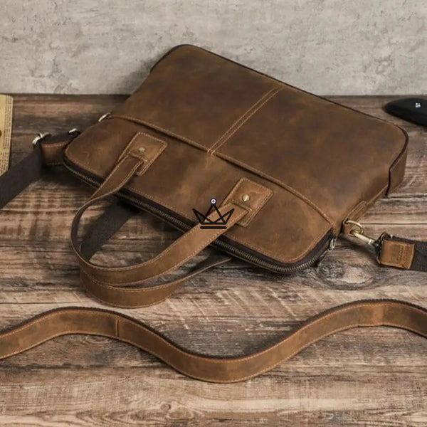 Sacoche de travail en cuir personnalisable - Manhattan - - Sacoche personnalisable - Cadeau, Noël, Anniversaire, Original - Atelier Atypique