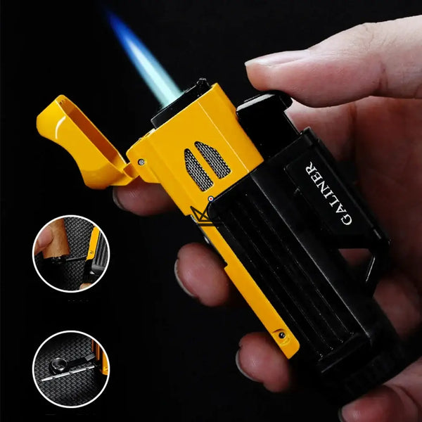Zigarren-Set ALISTAIR — Feuerzeug Torch + Aschenbecher + Zigarrenschneider | Grün · Schwarz · Gelb – 2/15