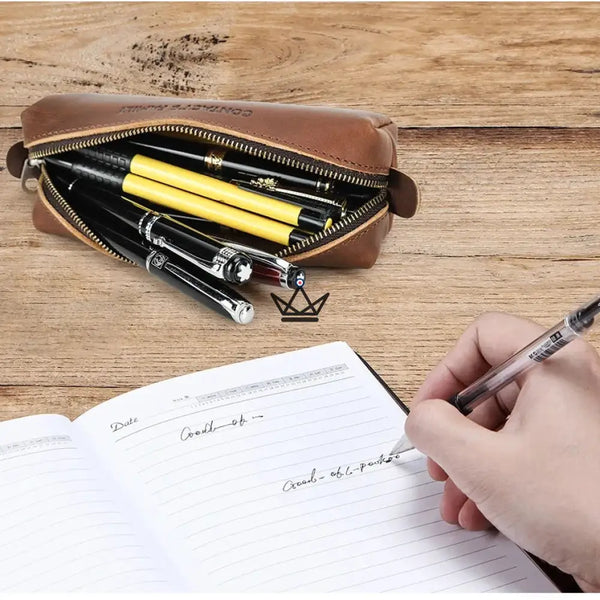 Kulturtasche aus Leder, personalisierbar – Stifte & Brillen – Voyageur Orion – 4/9