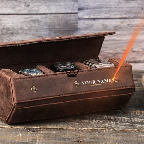 Personalisierbares Reiseetui für Automatikuhren aus Leder — Voyageur Hexagone – 2/26