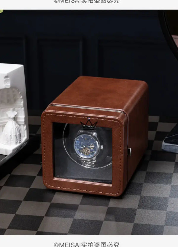 Remontoir Montre Automatique PRESTIGE ÉQUINOXE — Cuir PU, LED Bleu, 5 Modes, USB-C – 11/15