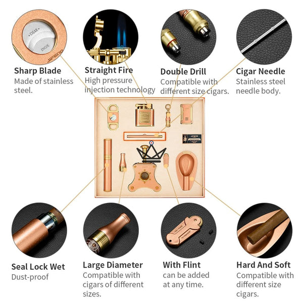 Coffret du Cigare de luxe 10 pièces - Majestic - - Briquet Out - Cadeau, Noël, Anniversaire, Original - Atelier Atypique