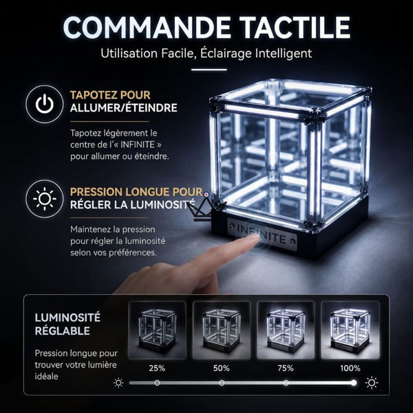 Wiederaufladbare LED-Hypercube-Lampe mit Unendlichkeitseffekt - QUANTA