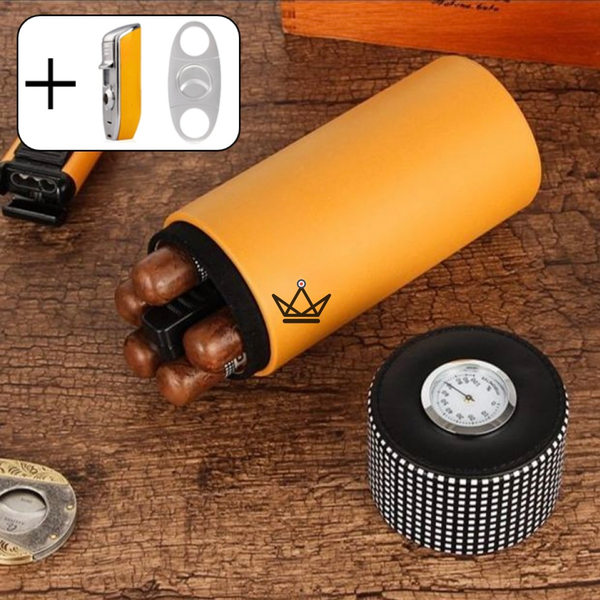 Cave à cigare Cylindre COHIBA avec briquet houdini et coupe cigare pack