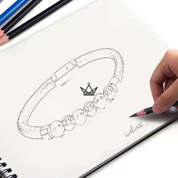 Bracelet en cuir tressé à fermoir magnétique - Leather Pearl - - bracelet - Cadeau, Noël, Anniversaire, Original - Atelier Atypique