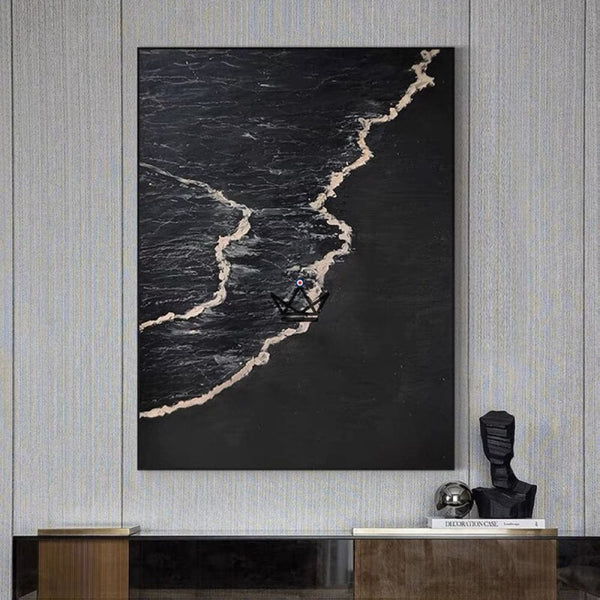 Peinture à l'huile sur toile XXL - Sable Noir - - toile - Cadeau, Noël, Anniversaire, Original - Atelier Atypique