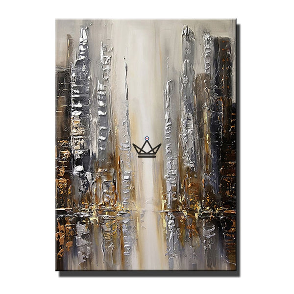 Peinture à l'huile sur toile XXL - Reflets Urbains - - 0 - Cadeau, Noël, Anniversaire, Original - Atelier Atypique