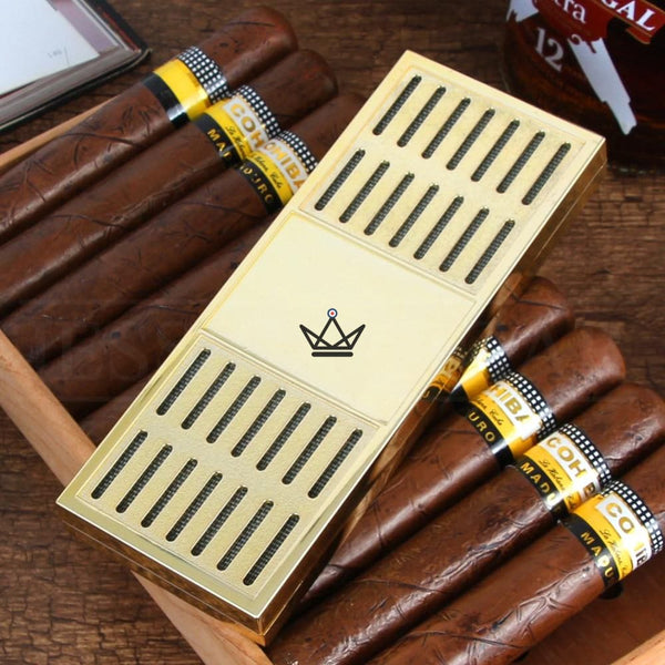 BIG BAREZ Luftbefeuchter – 166 × 64 × 18 mm, 100 Zigarren | Zigarrenhumidor, Gold
