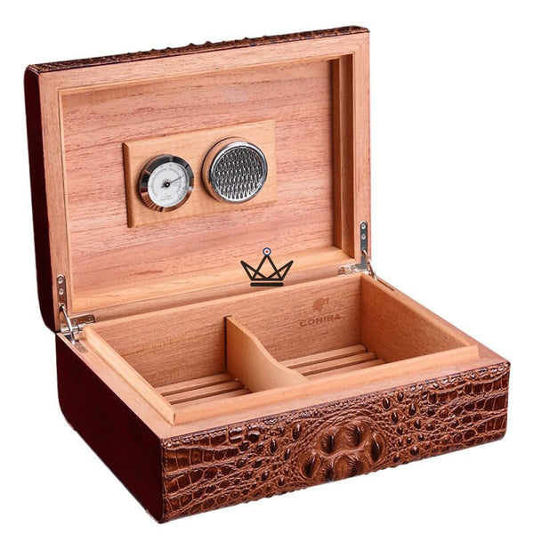 Cave à cigare vitrée - APEX cuir crocodile luxe cohiba humidificateur